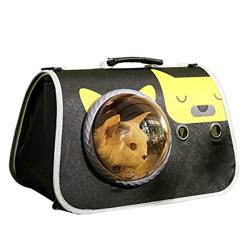 AMONIDA Hundetragetasche, Niedliche, Atmungsaktive Netz-Tragetasche mit Transparentem Fenster, Leichte Haustier-Tragetasche für Reisen Im Freien (Gleichmäßige Größe (empfohlen für Katzen) von AMONIDA