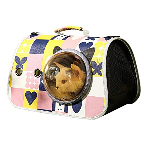 AMONIDA Hundetragetasche, Niedliche, Atmungsaktive Netz-Tragetasche mit Transparentem Fenster, Leichte Haustier-Tragetasche für Reisen Im Freien (Gleichmäßige Größe (empfohlen für Katzen) von AMONIDA