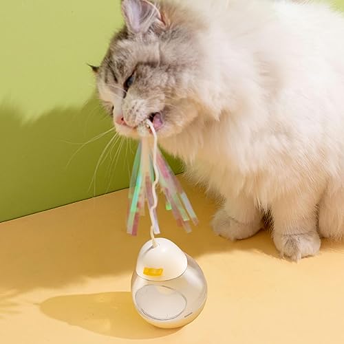 AMONIDA Interaktives Katzenspielzeug, Flexibler Cartoon-Katzen-Teaserball, Bezaubernd und Sicher für die Tierhandlung (Weiß) von AMONIDA