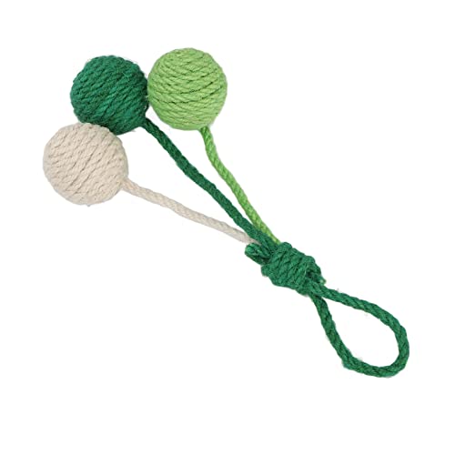AMONIDA Katzenball-Spielzeug, Interaktives Ornament, Sisal-Katzenball, Kaubares Schlüsselband für den Innenbereich (Grün Weiß) von AMONIDA