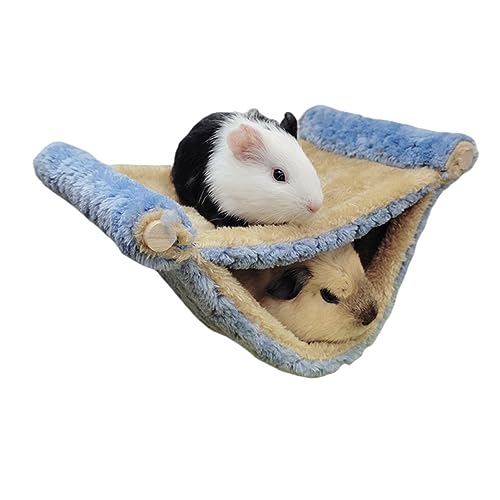 AMONIDA Kleine Haustierkäfig-Hängematte, Platzsparende Flanell-Hamster-Hängematte, Warm, Atmungsaktiv, für Ratten (Blau) von AMONIDA