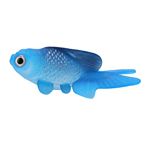 AMONIDA Kleiner Silikonfisch, Dauerhafte, Ungiftige Dekoration für Aquarien, Realistisch für Aquarien, Leicht zu Reinigen für Aquarien, Nicht Leicht zu verblassen. (Blauer Goldfisch Nr. 4) von AMONIDA