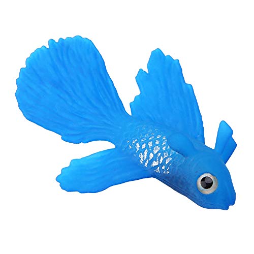 AMONIDA Kleiner Silikonfisch, Dauerhafte, Ungiftige Dekoration für Aquarien, Realistisch für Aquarien, Leicht zu Reinigen für Aquarien, Nicht Leicht zu verblassen. (Nr. 3 Blauer Kampffisch) von AMONIDA