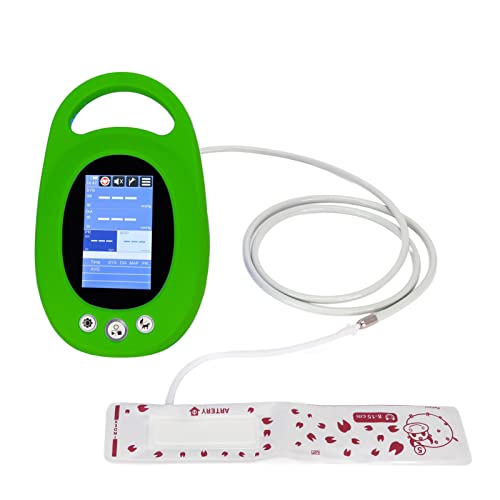 AMONIDA Tierarzt-Blutdruckmessgerät, Tragbarer Großer Farbbildschirm, Veterinärkontinuierlicher Vitalzeichenmonitor, Hochleistungs-Akku-Touchscreen für Hunde (Grün) von AMONIDA
