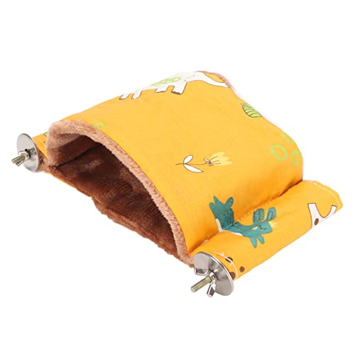 AMONIDA Vogel-Hängebett-Nest, Warme Doppelschicht-Vogelkäfig-Plüsch-Hängematte für Papageien (Gelb) von AMONIDA