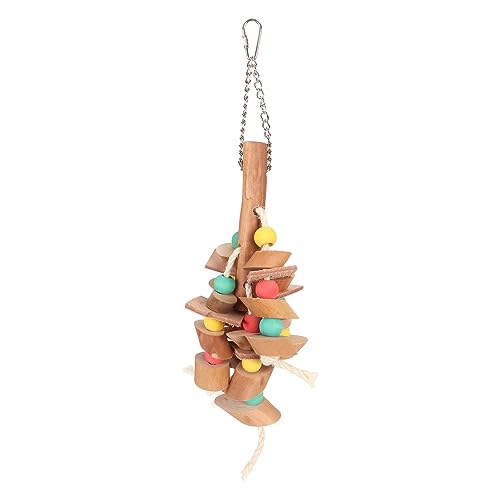AMONIDA Vogel-Kauspielzeug, Holzblöcke, Sicheres Papageien-Käfigspielzeug Zum Aufhängen für Kleine Vögel (S: 26 x 35 cm) von AMONIDA