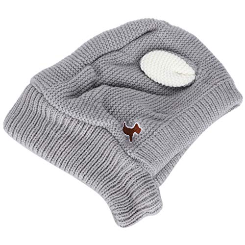 Gestrickte Hundemütze, Gestrickte Baumwollhündin Strickmütze, für Hundehut Pet Cap Kostüm Welpe(Gray) von AMONIDA
