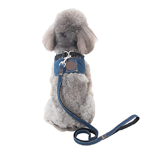 Hundeleinen-Set, Atmungsaktives Hundewesten-Geschirr Hundeleine Hautfreundlich Blau für Spielplatz (M) von AMONIDA