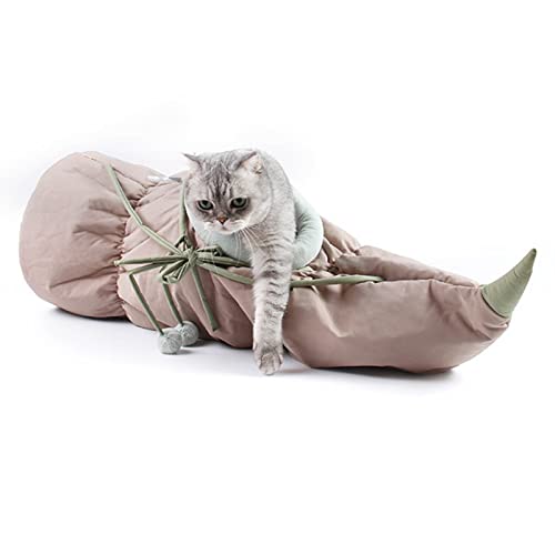Katzenbett, Lotuswurzel-Kätzchentunnel, Warme Hängende Katzenhängematte für Heimtierbedarf (Grün) von AMONIDA
