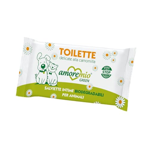 AMORE MIO | 600 Toilettentücher mit Kamille für Hunde und Katzen, Taschenformat, beruhigend und geruchshemmend, biologisch abbaubare Intime Tücher für Haustiere, 19 x 13 cm, 20 Packungen mit 30 von AMORE MIO