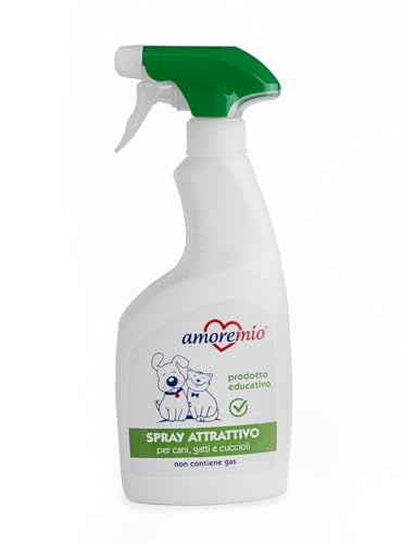 AMORE MIO | Lockmittel Spray für Hunde, Katzen und Welpen, pädagogisches Produkt für Katzentoilette, Schlafsack, Gewohnheit, Concealer Spray für Haustiere, 500 ml von AMORE MIO