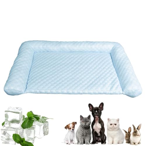 AMOUSDRDR Kühlmatte für Hunde, multifunktionale Haustier-Kühlmatte, Sommer-Eisseide, Haustier-Kühlmatten für Katzen, Hunde, tragbar, waschbar, Sommer-Hundebett (Blau, L) von AMOUSDRDR