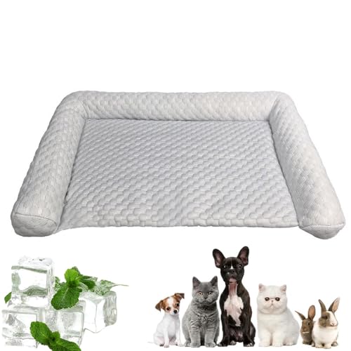 AMOUSDRDR Kühlmatte für Hunde, multifunktionale Haustier-Kühlmatte, Sommer-Eisseide, Haustier-Kühlmatten für Katzen, Hunde, tragbar, waschbar, Sommer-Hundebett (Grau, L) von AMOUSDRDR