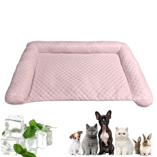 AMOUSDRDR Kühlmatte für Hunde, multifunktionale Haustier-Kühlmatte, Sommer-Eisseide, Haustier-Kühlmatten für Katzen, Hunde, tragbar, waschbar, Sommer-Hundebett (Rosa, L) von AMOUSDRDR