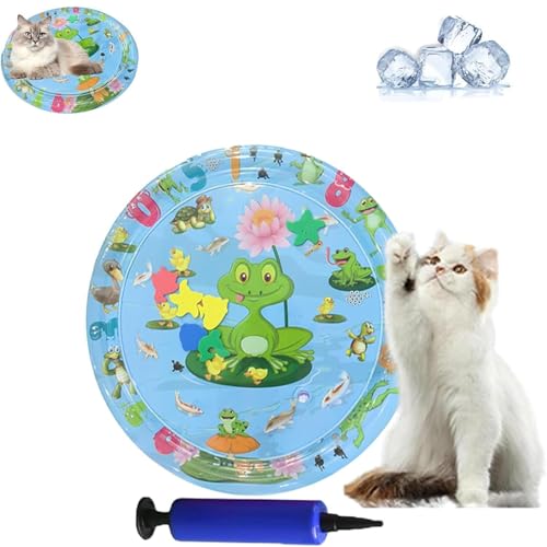 AMOUSDRDR Ocean Breeze Splashland Wassermatte für Katzen und Hunde, verdicktes kühlendes Haustier-Wasserbett, sensorische Spielmatte mit Fisch, 65 cm von AMOUSDRDR