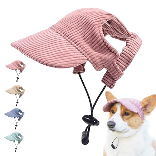Baseballkappe für Hunde, Katzen, Sommer, Strandvisier mit Ohrlöchern, verstellbarer Sonnenschutz für kleine, mittelgroße und große Hunde (Rosa, M) von AMOUSDRDR