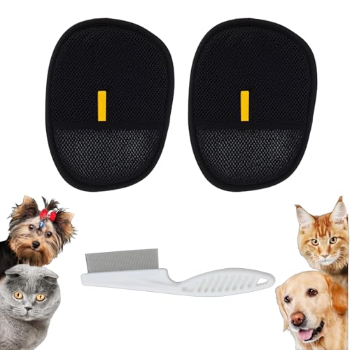 AMSNINK 3-Teiliges Set Mit Großem Handschuh Und Kleiner Bürste, Tierhaarentferner Handschuh, Fell Magnet Handschuh Für Katzen Und Hunde, Katzenhaarentferner Handschuh, Fell Magnet handschuh von AMSNINK