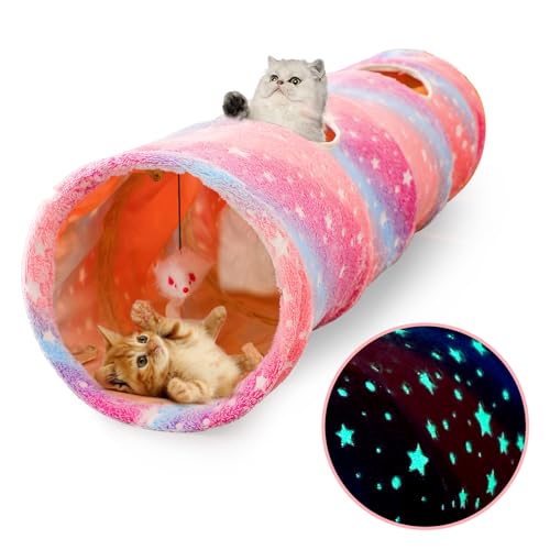AMYLALA Katzentunnel mit Plüschball-Spielzeug, zusammenklappbares Katzenspielzeug mit nachleuchtenden Eigenschaften, blaues Astronautenmuster, Katzenröhren und Tunnel für Indoor-Katzen, Kätzchen, AMYLALA Katzentunnel mit Plüschball-Spielzeug, zusammenklappbares Katzenspielzeug mit nachleuchtenden Eigenschaften, blaues Astronautenmuster, Katzenröhren und Tunnel für Indoor-Katzen, Kätzchen, von AMYLALA