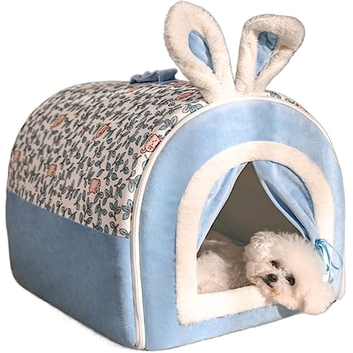 Hundebett Katzenbett Haustierbett Haustierbett Farbe Haustierzelt Höhlenbett Druck Katzenhausbett Katzennest Selbstwärmendes Bequemes Dreieckiges Hundebett Hundesofa Hundekorb (Color : Blu, Size : 6 von AMYSTY