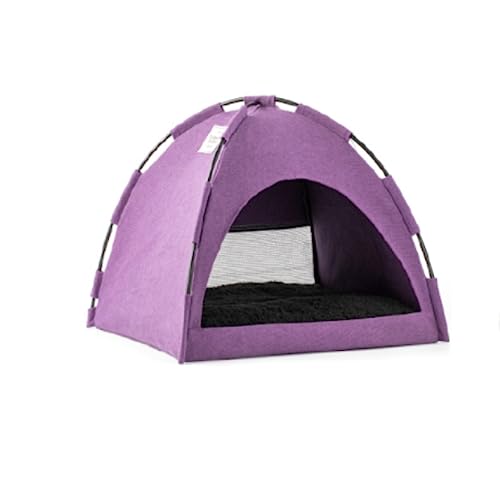 Hundebett Katzenbett Haustierbett Pop-up-Haustierzelt, Tragbares Hunde- Und Katzenbetthaus Mit Kissen, Für Katzen, Hunde, Haustierspielhaus, Campingzelt Im Freien Hundesofa Hundekorb (Color : Purple von AMYSTY