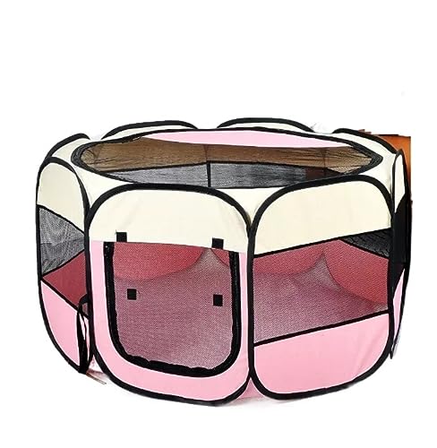 Hundebett Katzenbett Haustierbett Tragbarer, Faltbarer 600D-Oxford-Stoff Und Mesh-Laufstall Für Haustiere, Zaun Für Das Wohnzimmer Hundesofa Hundekorb (Color : Pink, Size : 45 * 65cm) von AMYSTY