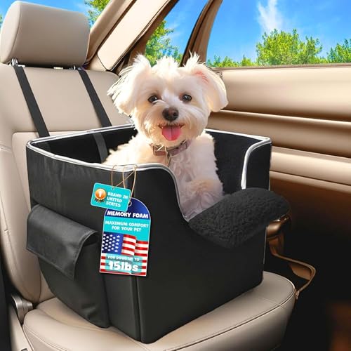 Amzentials - Hundesitz für Auto | Faltbarer Hundeautositz, Haustierautositze für kleine Hunde & Katzen, 38,1 x 39,9 x 35,1 cm, Aufbewahrungstaschen & Fusselrolle | Hundeautositze für kleine Hunde | von AMZENTIALS