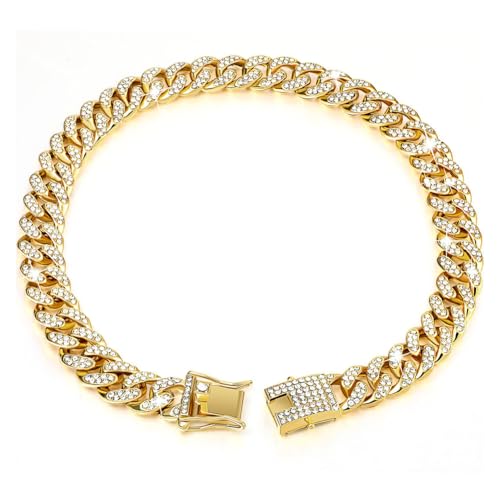 AMC Lord Strasshund Hundekette mit sicherer Schnalle Fashion Metal Hundekette (Gold 8 Zoll) von AMZLORD