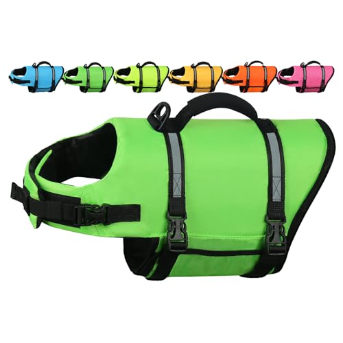 AMZNOVA Rip Stop Schwimmweste Hund Hunde Schwimmweste Schwimmhilfe Schwimmwesten Hundeschwimmweste Rettungsweste für Schwimmhilfe Auftrieb XS Hellgrün von AMZNOVA