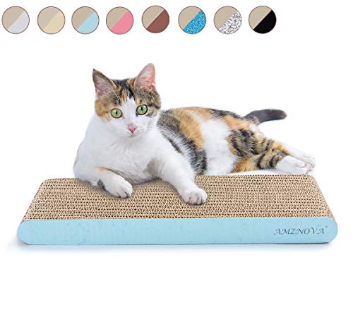 Amznova Kratzmatte für Katzen, Kratzunterlage, haltbar, recycelbare Pappe mit Katzenminze, 7 Farben und 2 Größen von AMZNOVA