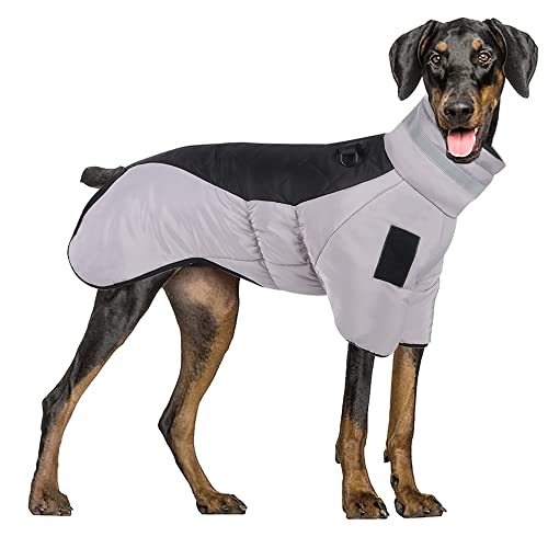 Hundemantel, Herbst/Winter, Kaltmantel, Baumwolle, reflektierend, warm, Hundemantel, schneefest, dicker, warmer Haustiermantel, kann mit einer Tragetasche verwendet werden (5XL, Schwarz) von AMZSEA