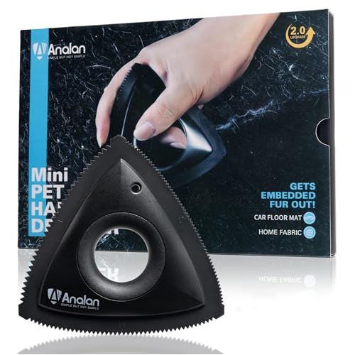 ANALAN Mini-Haustierhaarentferner für Auto-Detailing-Zubehör, Teppich-Hundehaarentferner für Auto-Innenraum, dreieckiger Hundehaarentferner für Auto-Details, Couch, Fusseln, Teppich (Mattschwarz) von ANALAN
