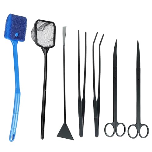 7 in 1 Aquarium Aquascaping Set, Edelstahl Aquarium Scheren und Pinzette Spatel Werkzeug Satz Aquarium Tank Aquatic Pflanze Werkzeuge Sets Reinigungs Starter Set für Fische und Wasserpflanzen Trimmen 7 in 1 Aquarium Aquascaping Set, Edelstahl Aquarium Scheren und Pinzette Spatel Werkzeug Satz Aquarium Tank Aquatic Pflanze Werkzeuge Sets Reinigungs Starter Set für Fische und Wasserpflanzen Trimmen von ANBOO