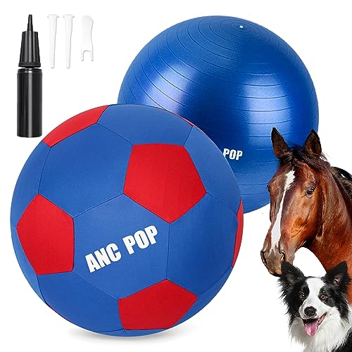 ANC POP Herding Ball für Hunde Pferdeball & Ballhülle 63,5 cm Ball für Pferde groß mit Handpumpe zum Spielen Herding Ball Herding Ball Pferde Spielzeug für Pferde Stall, Blau und Rot von ANC POP