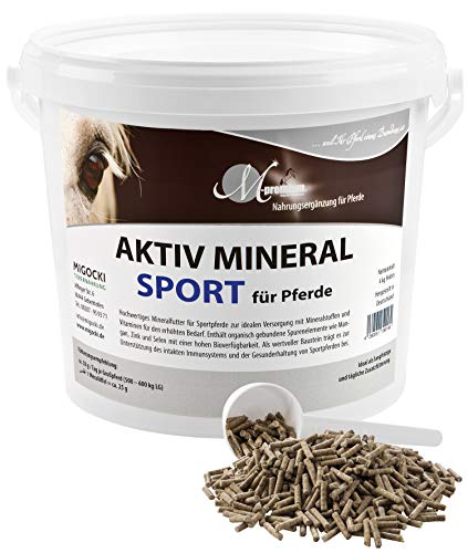 MIGOCKI AKTIV Mineral Sport – 4kg Mineralfuttermittel für Sportpferde – mit Zink, Selen, Mangan pelletiert von MIGOCKI