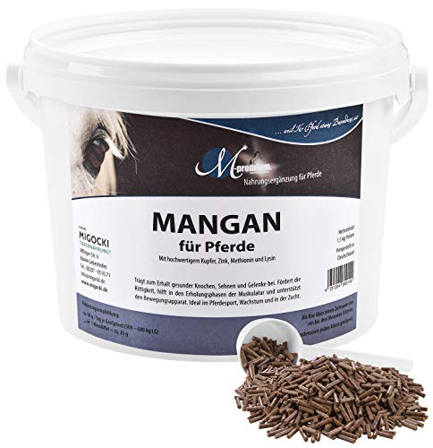 MIGOCKI Mangan Pferd – 1,5 kg – Premium Ergänzungsfuttermittel – Fördert die Rittigkeit und unterstützt die Erholungsphasen der Muskulatur und des Bewegungsapparates – Pellets von MIGOCKI