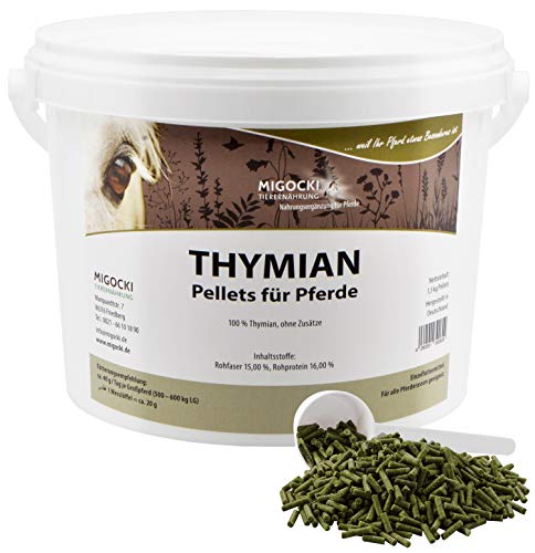 MIGOCKI THYMIAN – 1,5 kg – für Pferde – Reine Kräuter ohne Zusätze - Pellets von MIGOCKI