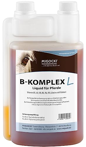 MIGOCKI Vitamin B-Komplex Liquid - 8 wichtige B-Vitamine - Stärkt Nervensystem und Muskulatur - Flüssiges Ergänzungsfuttermittel - 1000 ml Dosierflasche von MIGOCKI