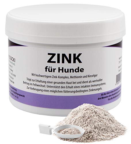 MIGOCKI Zink Hund – 250 g – Zusatzfuttermittel für Hunde – Zur Erhaltung Einer gesunden Haut – Unterstützt EIN gesundes Krallenwachstum, den Stoffwechsel – Pulver – von MIGOCKI