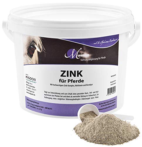 MIGOCKI Zink Pferd – 1 kg – Premium-Qualität für Pferde - Unterstützt Fellwechsel und Immunsystem – 100% Getreide- und Melassefrei - Pulver von MIGOCKI