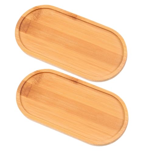 ANDRESLAD 2 Stück Holz-Pflanzen-untertassen, Ovales Serviertablett, Holz-Pflanzen-tropfschalen, Getränkeuntersetzer Für Töpfe, Outdoor Indoor, Sukkulenten-blumentopf, Tropfschale von ANDRESLAD
