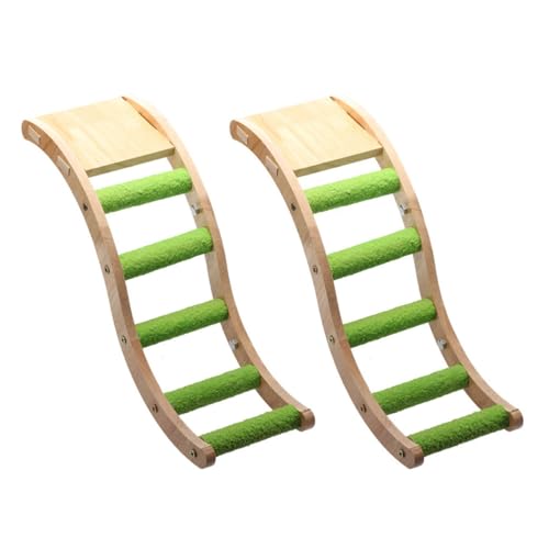ANDRESLAD 2 Stück Holzleiter Vogelspielzeug Budgerigar Kletterspielzeug Käfigzubehör für Wellensittiche Papageien Nymphensittiche Robust Sicher Spielerisch von ANDRESLAD