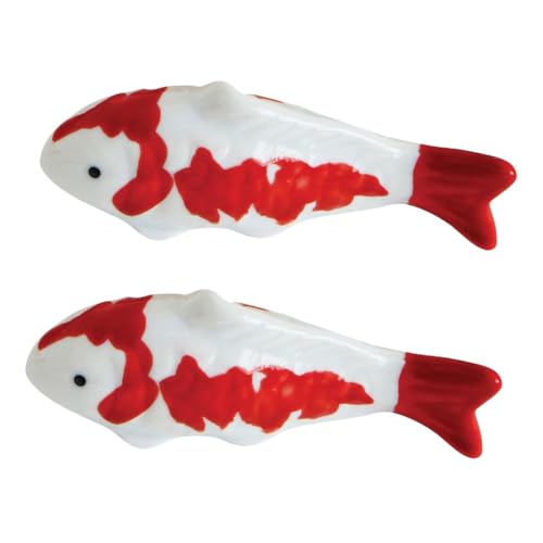 ANDRESLAD 2 Stück Keramik Fischfigur Schwimmend Dekorativ Langlebig Retro Stil Fischbecken Ornament für Aquarium Gartenteich Deko von ANDRESLAD