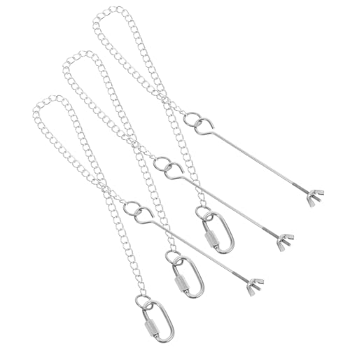 ANDRESLAD 3 Stück Teiliges Edelstahl Papageien Futterhalter zum Aufhängen mit Kette Geeignet für Gemüse Obst Käfige und Vogelhäuschen Praktisches Futter Tool für Große und Mittelgroße Vögel von ANDRESLAD
