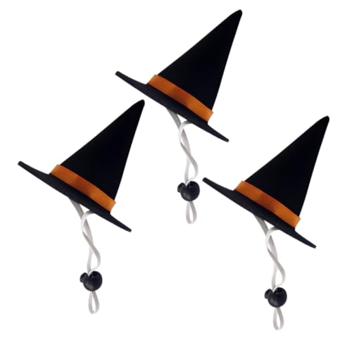 ANDRESLAD 3 Stück Verstellbare Halloween-Haustier-hexenhüte mit Innendurchmesser Angenehmes Material Bequem und Hautfreundlich Geeignet für Kleine Hunde und Katzen Festliches Kostümzubehör von ANDRESLAD