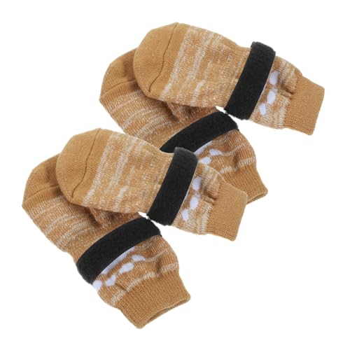 ANDRESLAD 4 Stück Waschbare Baumwoll hundesocken mit Rutschfester Sohle Verschleißfeste Pfotenschutz socken für Kleine Hunde Bequeme Anti rutsch Stoppersocken für Drinnen und Draußen von ANDRESLAD