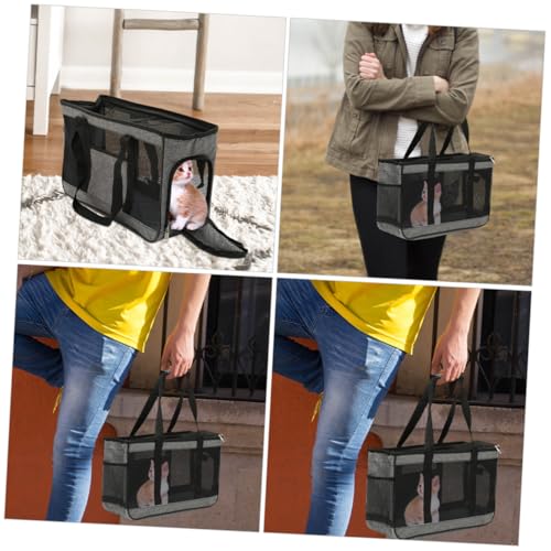 ANDRESLAD Große Atmungsaktive Katzen Tragetasche mit Handgriff Komfortabler Pet Carrier für Outdoor und Reisen Stilvolle Graue Netzstoff Tasche für Katzen und Kleine Hunde Leicht zu von ANDRESLAD