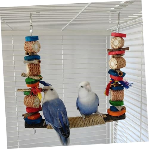 ANDRESLAD Holz vogelspielzeug Parrot Stand Sitzstange Kauspielzeug für Papageien und Wellensittiche Stabile Holzperch Interaktives Vogelspielgerät Kratzfest und Beißfest Vogelkäfig Zubehör von ANDRESLAD