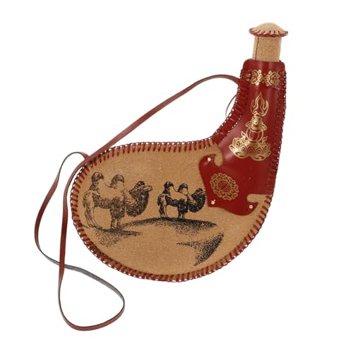 ANDRESLAD Leder Wasserbeutel Traditioneller Stil mit Riemen Tragbarer Trinkbeutel Leichter Verschleißfester Bota Bag für Outdoor Wein und Wasser Elegantes Design Komfortabler Griff von ANDRESLAD