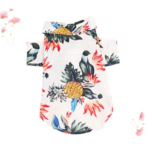 ANDRESLAD Pet Hawaiian Style Hundeshirt Sommerkleidung Atmungsaktive Haustierbekleidung Weiß Gr S Modisches Leichtes Sommershirt für Kleine Hunde Einfach An Auszuziehen Hübsches Design von ANDRESLAD