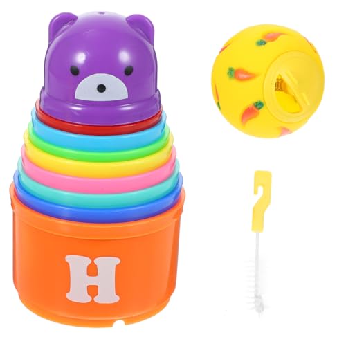 ANDRESLAD Stapelbecher für Kaninchen Bunte Becher Treat Ball Kaninchenspielzeug Stapelbar Vielseitig Einsetzbar Inkl Reinigungsbürste für Futter und Beschäftigung von Kleintieren von ANDRESLAD
